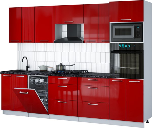 Кухонный гарнитур Интерлиния Мила Gloss 2.85-ПМ3 - фото