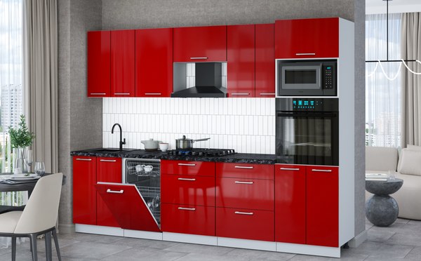 Кухонный гарнитур Интерлиния Мила Gloss 2.85-ПМ3