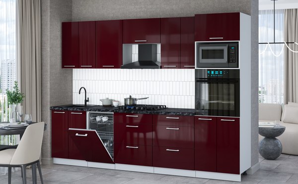 Кухонный гарнитур Интерлиния Мила Gloss 2.85-ПМ3