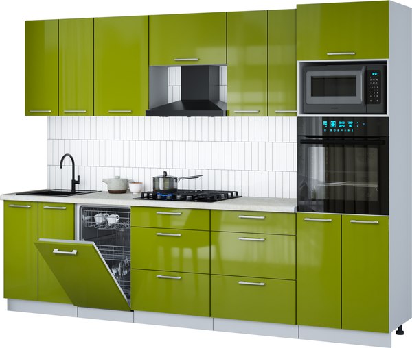 Кухонный гарнитур Интерлиния Мила Gloss 2.85-ПМ3 - фото