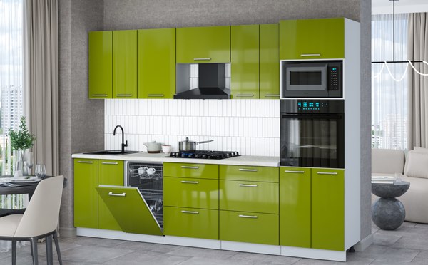 Кухонный гарнитур Интерлиния Мила Gloss 2.85-ПМ3