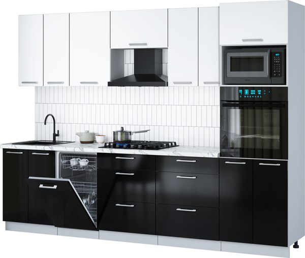 Кухонный гарнитур Интерлиния Мила Gloss 2.85-ПМ3 - фото