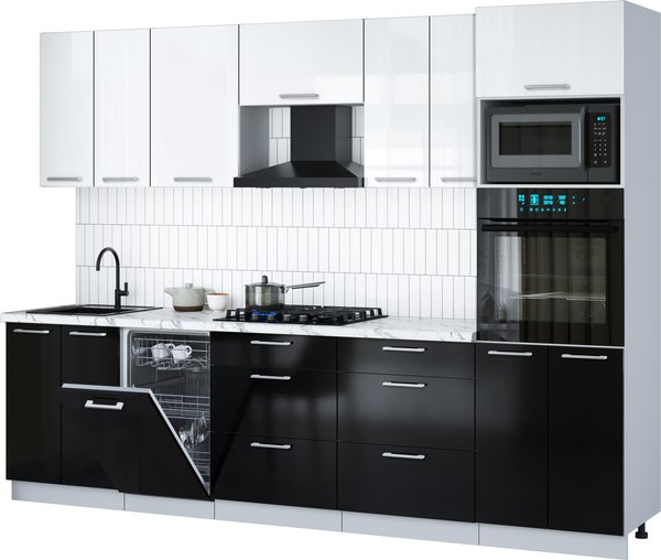 Кухонный гарнитур Интерлиния Мила Gloss 2.85-ПМ3 - фото