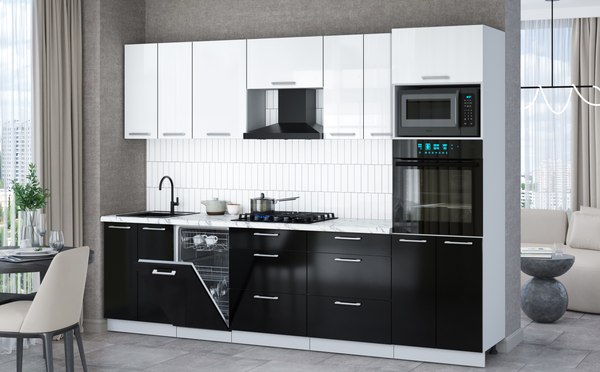 Кухонный гарнитур Интерлиния Мила Gloss 2.85-ПМ3