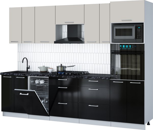 Кухонный гарнитур Интерлиния Мила Gloss 2.85-ПМ3 - фото