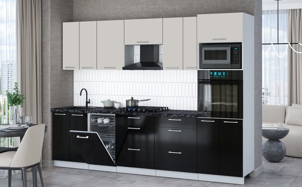 Кухонный гарнитур Интерлиния Мила Gloss 2.85-ПМ3