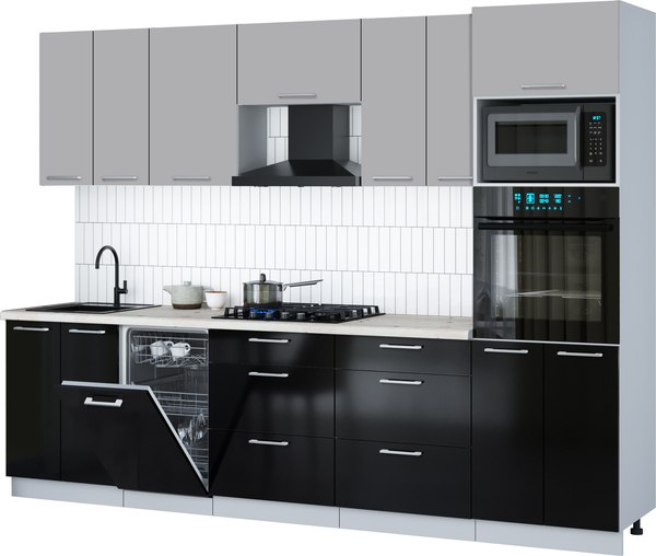 Кухонный гарнитур Интерлиния Мила Gloss 2.85-ПМ3 - фото