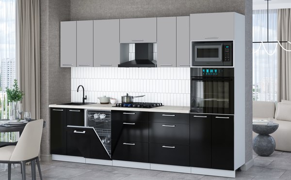 Кухонный гарнитур Интерлиния Мила Gloss 2.85-ПМ3