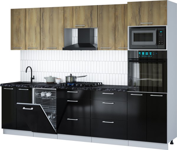 Кухонный гарнитур Интерлиния Мила Gloss 2.85-ПМ3 - фото