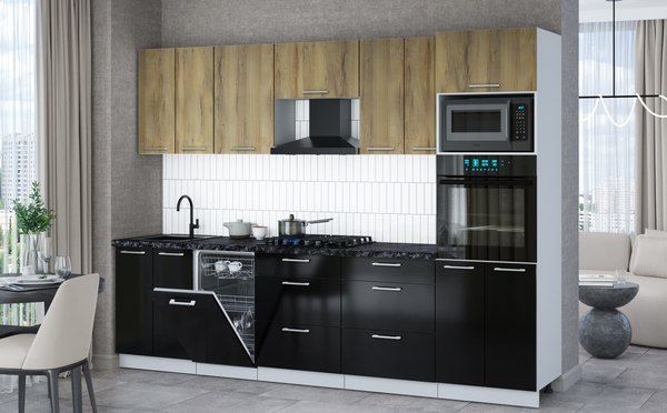 Кухонный гарнитур Интерлиния Мила Gloss 2.85-ПМ3