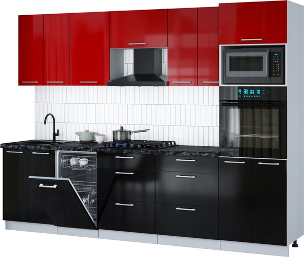 Кухонный гарнитур Интерлиния Мила Gloss 2.85-ПМ3 - фото