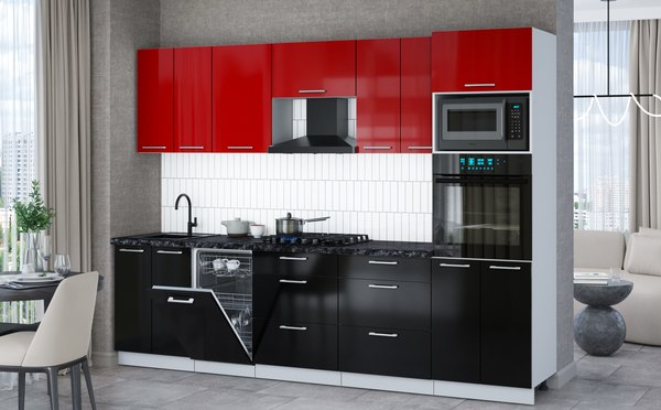 Кухонный гарнитур Интерлиния Мила Gloss 2.85-ПМ3