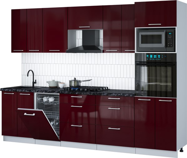 Кухонный гарнитур Интерлиния Мила Gloss 2.85-ПМ3 - фото