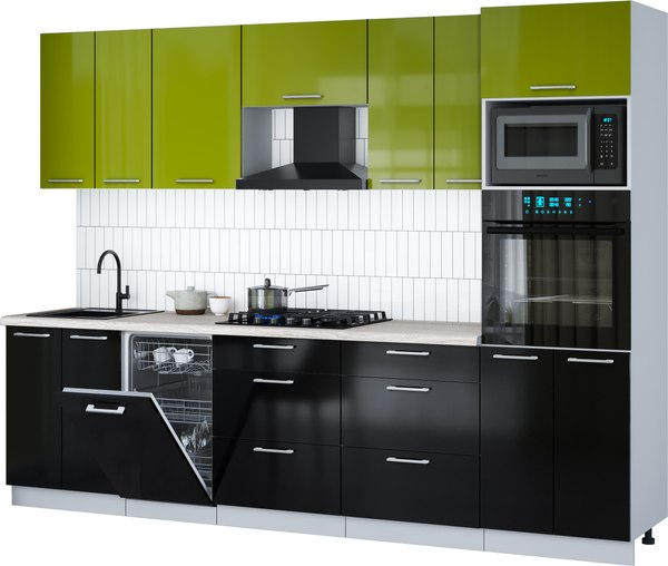 Кухонный гарнитур Интерлиния Мила Gloss 2.85-ПМ3 - фото