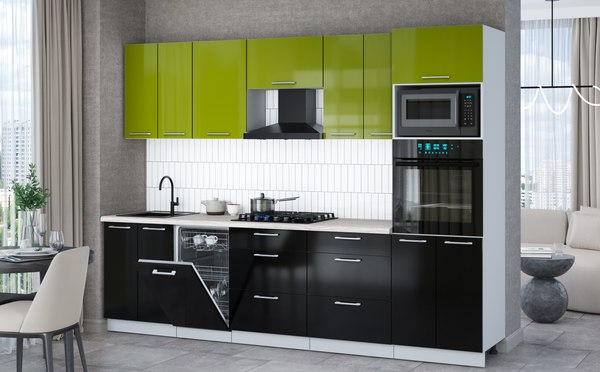 Кухонный гарнитур Интерлиния Мила Gloss 2.85-ПМ3