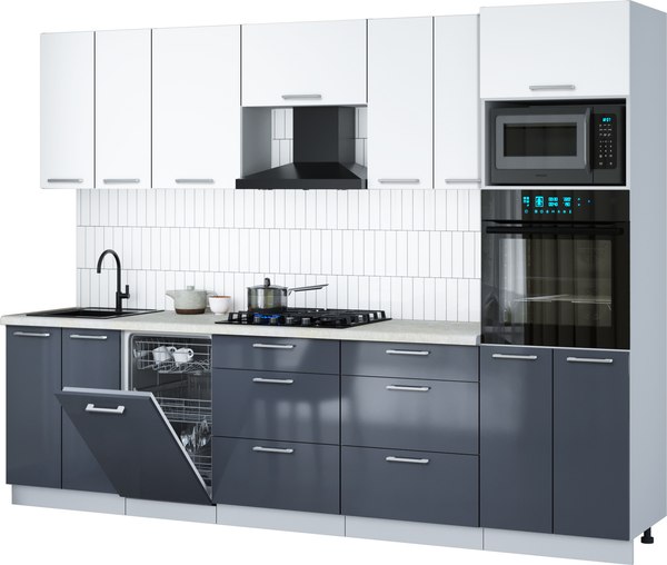 Кухонный гарнитур Интерлиния Мила Gloss 2.85-ПМ3 - фото