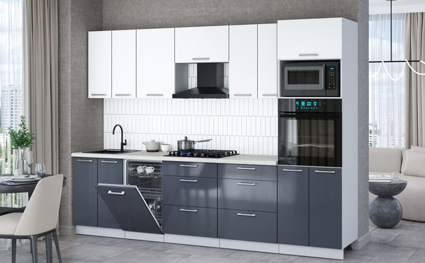 Кухонный гарнитур Интерлиния Мила Gloss 2.85-ПМ3