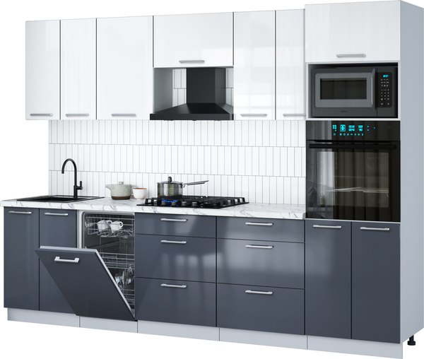 Кухонный гарнитур Интерлиния Мила Gloss 2.85-ПМ3 - фото