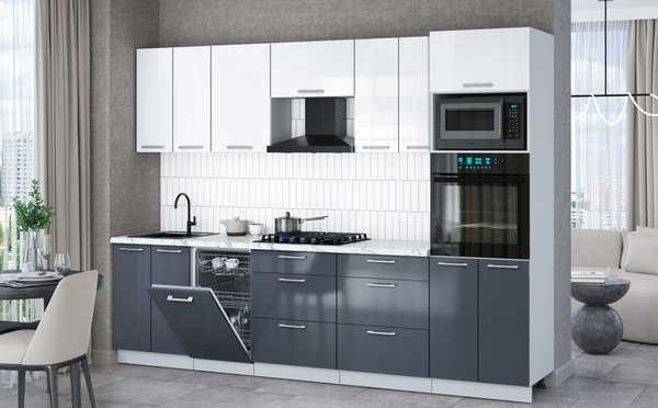 Кухонный гарнитур Интерлиния Мила Gloss 2.85-ПМ3