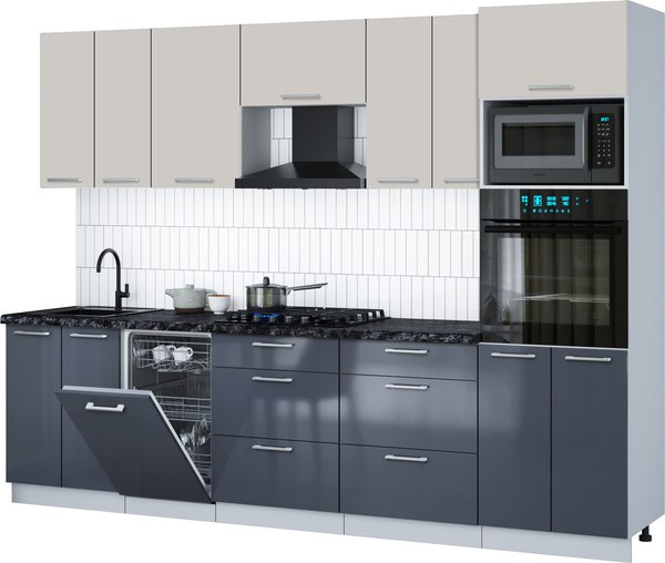 Кухонный гарнитур Интерлиния Мила Gloss 2.85-ПМ3 - фото