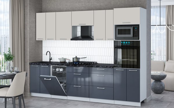 Кухонный гарнитур Интерлиния Мила Gloss 2.85-ПМ3