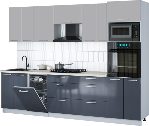 Кухонный гарнитур Интерлиния Мила Gloss 2.85-ПМ3 - фото