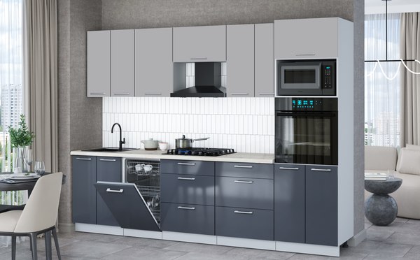 Кухонный гарнитур Интерлиния Мила Gloss 2.85-ПМ3