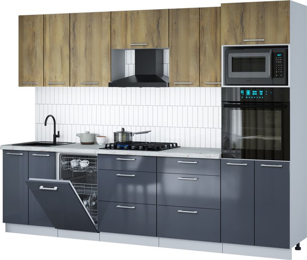 Кухонный гарнитур Интерлиния Мила Gloss 2.85-ПМ3 - фото