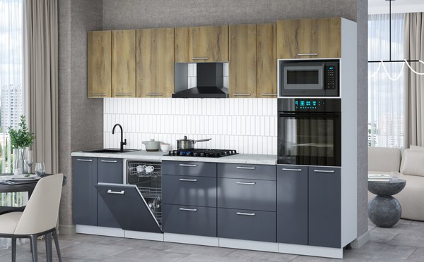 Кухонный гарнитур Интерлиния Мила Gloss 2.85-ПМ3