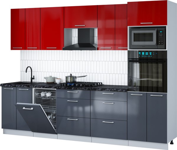 Кухонный гарнитур Интерлиния Мила Gloss 2.85-ПМ3 - фото