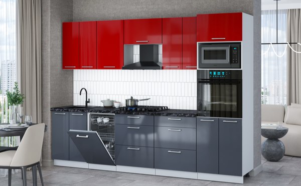 Кухонный гарнитур Интерлиния Мила Gloss 2.85-ПМ3