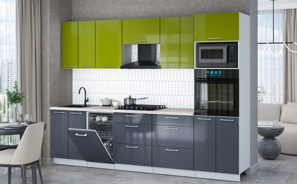 Кухонный гарнитур Интерлиния Мила Gloss 2.85-ПМ3