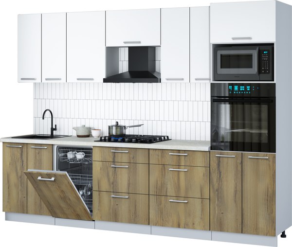 Кухонный гарнитур Интерлиния Мила Gloss 2.85-ПМ3 - фото
