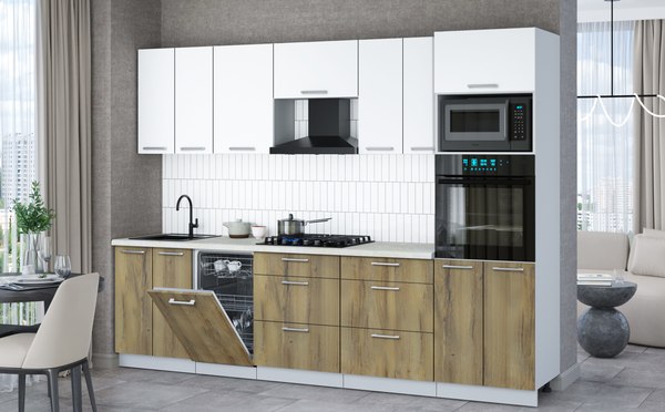 Кухонный гарнитур Интерлиния Мила Gloss 2.85-ПМ3