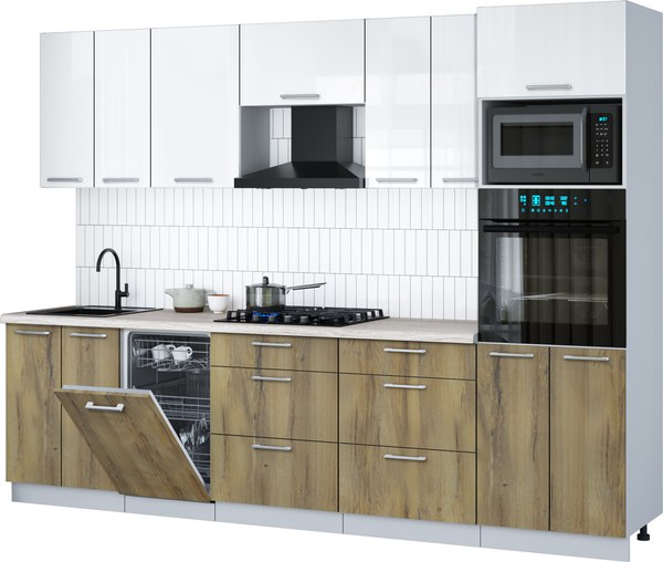 Кухонный гарнитур Интерлиния Мила Gloss 2.85-ПМ3 - фото