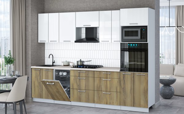 Кухонный гарнитур Интерлиния Мила Gloss 2.85-ПМ3