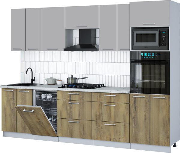 Кухонный гарнитур Интерлиния Мила Gloss 2.85-ПМ3 - фото