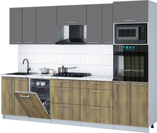 Кухонный гарнитур Интерлиния Мила Gloss 2.85-ПМ3 - фото