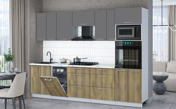 Кухонный гарнитур Интерлиния Мила Gloss 2.85-ПМ3