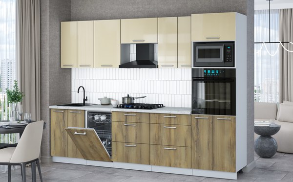 Кухонный гарнитур Интерлиния Мила Gloss 2.85-ПМ3