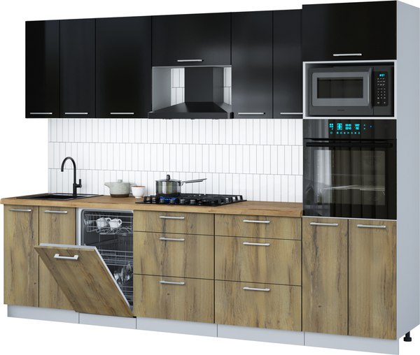 Кухонный гарнитур Интерлиния Мила Gloss 2.85-ПМ3 - фото