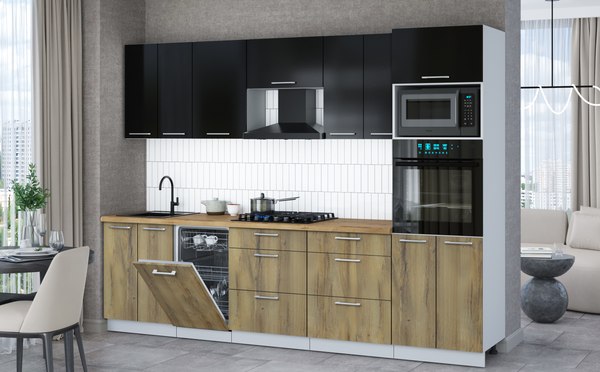 Кухонный гарнитур Интерлиния Мила Gloss 2.85-ПМ3