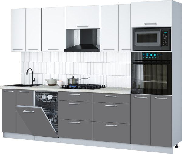 Кухонный гарнитур Интерлиния Мила Gloss 2.85-ПМ3 - фото