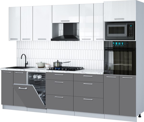 Кухонный гарнитур Интерлиния Мила Gloss 2.85-ПМ3 - фото