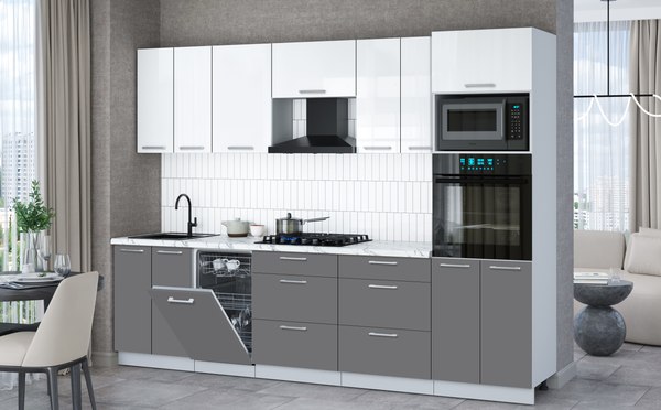 Кухонный гарнитур Интерлиния Мила Gloss 2.85-ПМ3