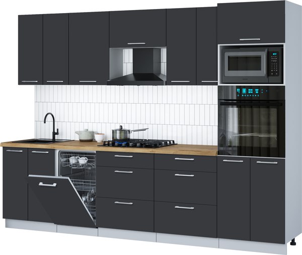 Кухонный гарнитур Интерлиния Мила Gloss 2.85-ПМ3 - фото