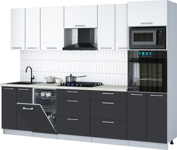 Кухонный гарнитур Интерлиния Мила Gloss 2.85-ПМ3 - фото