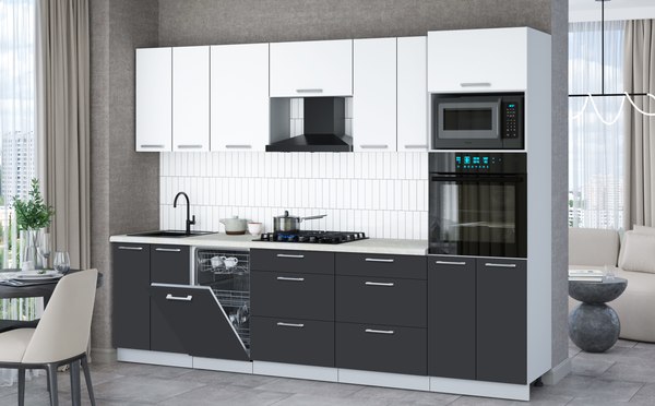 Кухонный гарнитур Интерлиния Мила Gloss 2.85-ПМ3