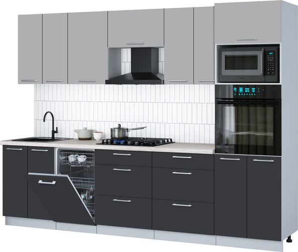Кухонный гарнитур Интерлиния Мила Gloss 2.85-ПМ3 - фото