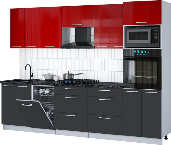 Кухонный гарнитур Интерлиния Мила Gloss 2.85-ПМ3 - фото